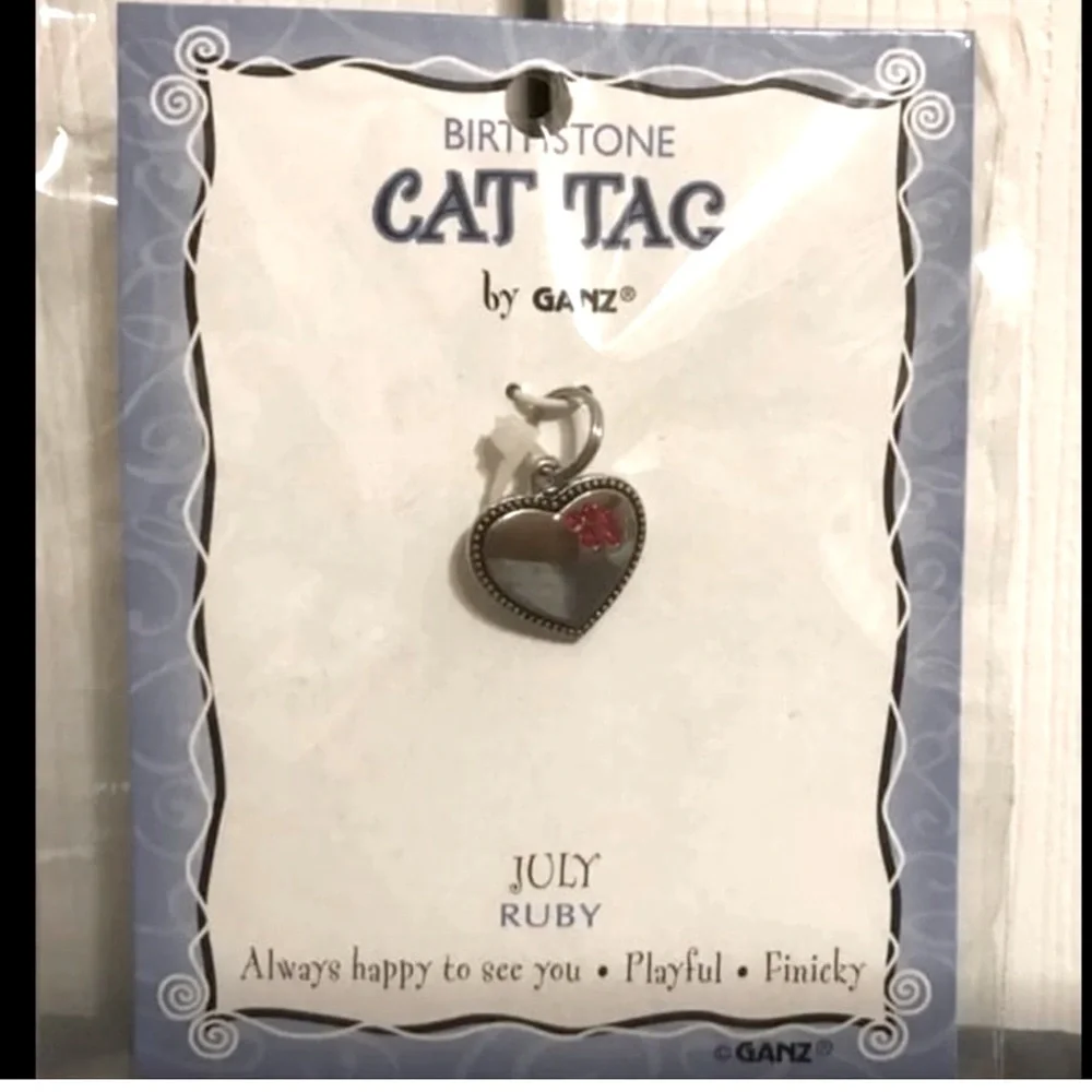 Ganz Cat July/Ruby Birthstone Collar Charm~NEW!